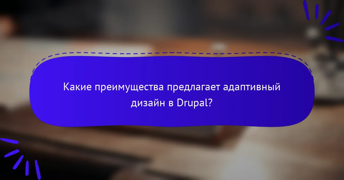 Какие преимущества предлагает адаптивный дизайн в Drupal?